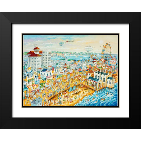 Ocean City Summer Black Modern Wood Framed Art Print with Double Matting by Bell, Bill