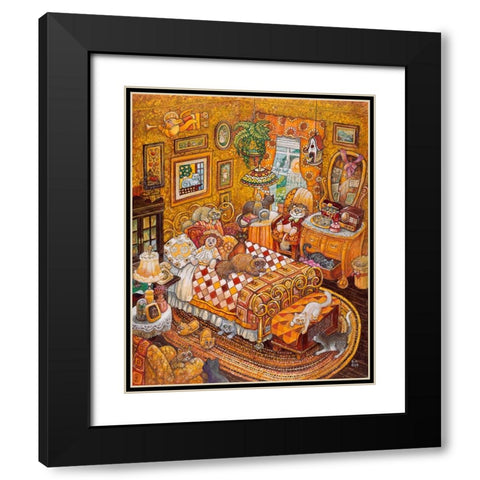 Cat Nap Black Modern Wood Framed Art Print with Double Matting by Bell, Bill