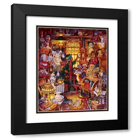 Antique Lady Green Coat Black Modern Wood Framed Art Print with Double Matting by Bell, Bill