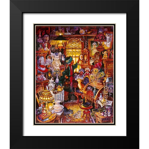 Antique Lady Green Coat Black Modern Wood Framed Art Print with Double Matting by Bell, Bill