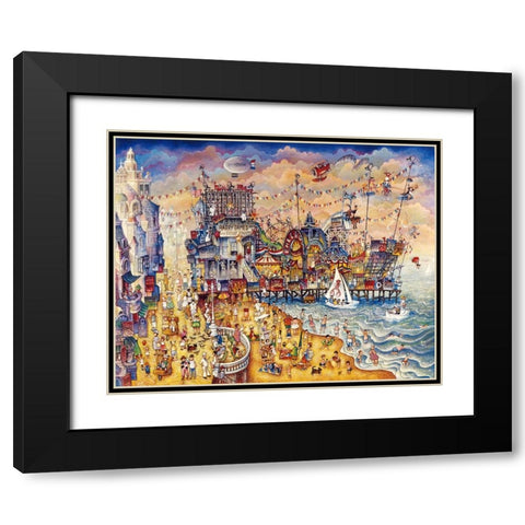 Steel Pier Black Modern Wood Framed Art Print with Double Matting by Bell, Bill
