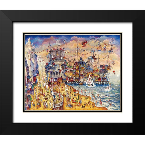 Steel Pier Black Modern Wood Framed Art Print with Double Matting by Bell, Bill