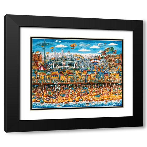 Coney Island Black Modern Wood Framed Art Print with Double Matting by Bell, Bill