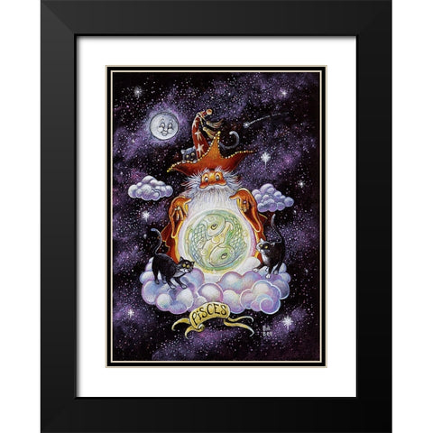 Pisces,  Black Modern Wood Framed Art Print with Double Matting by Bell, Bill