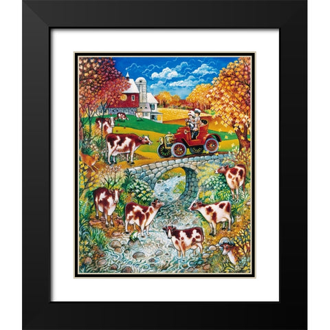How Now Brown Cow Black Modern Wood Framed Art Print with Double Matting by Bell, Bill