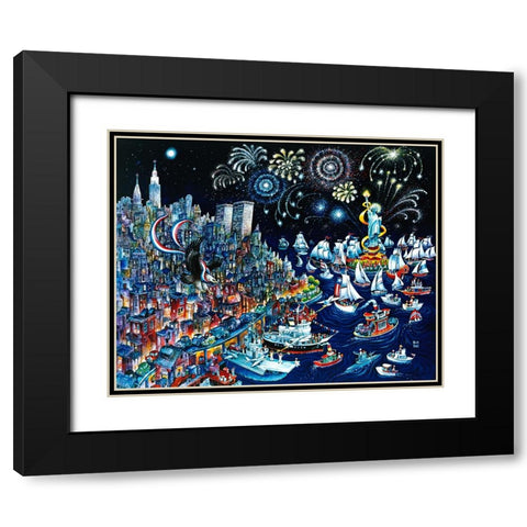 Liberty With Eagle Black Modern Wood Framed Art Print with Double Matting by Bell, Bill