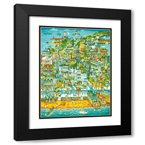 Cape May Summer Black Modern Wood Framed Art Print with Double Matting by Bell, Bill