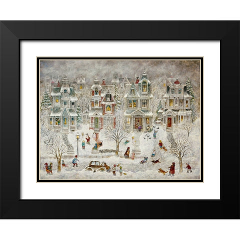 Flurries Black Modern Wood Framed Art Print with Double Matting by Bell, Bill
