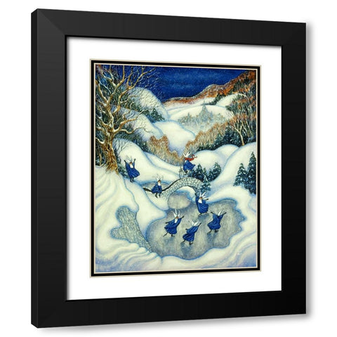 Skating Nuns Black Modern Wood Framed Art Print with Double Matting by Bell, Bill