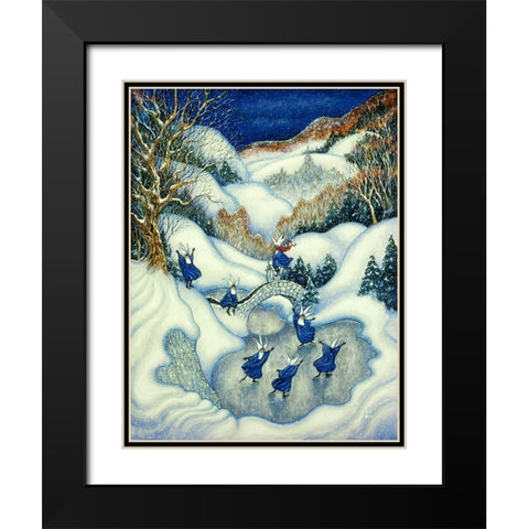 Skating Nuns Black Modern Wood Framed Art Print with Double Matting by Bell, Bill