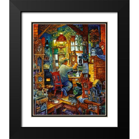 Clock Doc Black Modern Wood Framed Art Print with Double Matting by Bell, Bill