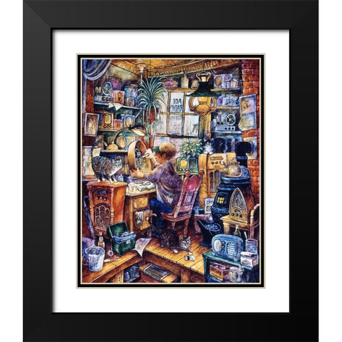 Radio Repairman Black Modern Wood Framed Art Print with Double Matting by Bell, Bill
