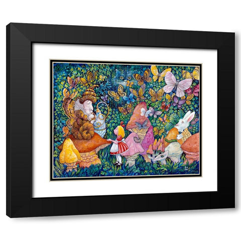 Alice And The Caterpiller Black Modern Wood Framed Art Print with Double Matting by Bell, Bill