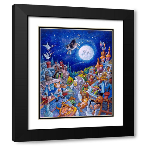 Hey Diddle Diddle Black Modern Wood Framed Art Print with Double Matting by Bell, Bill