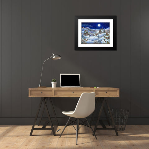 Winter Moon Black Modern Wood Framed Art Print with Double Matting by Bell, Bill