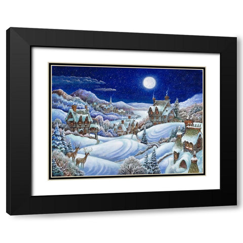 Winter Moon Black Modern Wood Framed Art Print with Double Matting by Bell, Bill