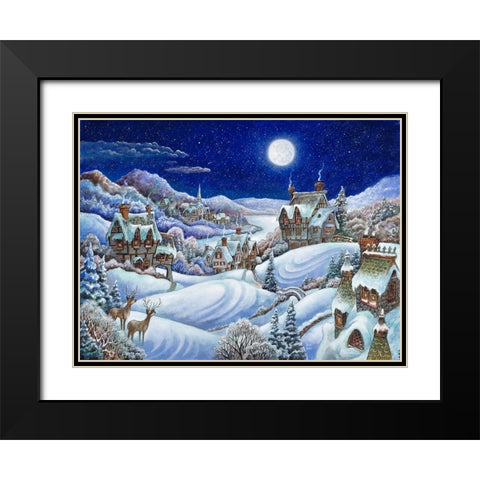 Winter Moon Black Modern Wood Framed Art Print with Double Matting by Bell, Bill