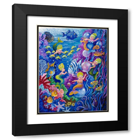 Little Little Mermaid Black Modern Wood Framed Art Print with Double Matting by Bell, Bill