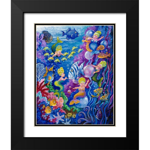 Little Little Mermaid Black Modern Wood Framed Art Print with Double Matting by Bell, Bill