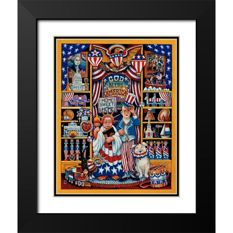 God Bless America Black Modern Wood Framed Art Print with Double Matting by Bell, Bill