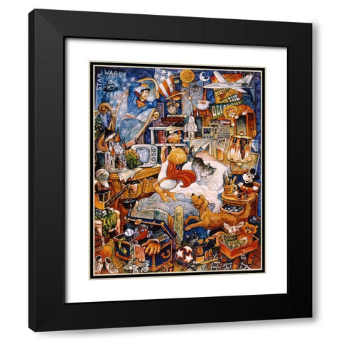 Superman Black Modern Wood Framed Art Print with Double Matting by Bell, Bill