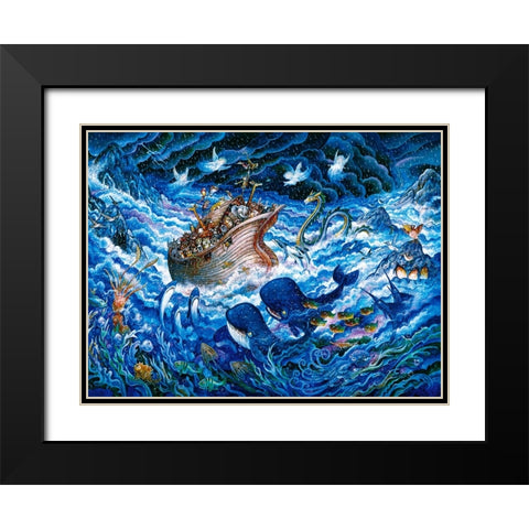 Noahs Voyage Black Modern Wood Framed Art Print with Double Matting by Bell, Bill