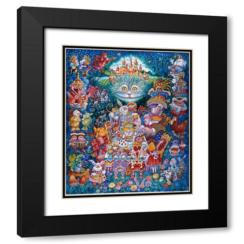 The Tea Party 2 Black Modern Wood Framed Art Print with Double Matting by Bell, Bill