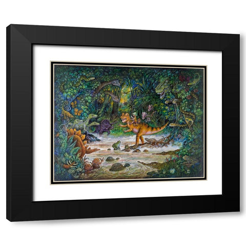 Jurassic Jungle Black Modern Wood Framed Art Print with Double Matting by Bell, Bill