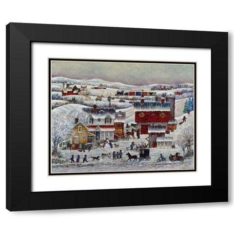 Amish Winter Black Modern Wood Framed Art Print with Double Matting by Bell, Bill