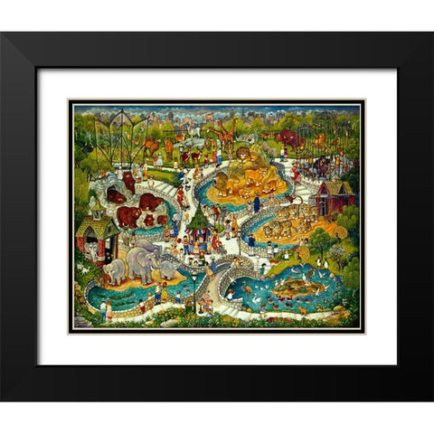 At The Zoo Black Modern Wood Framed Art Print with Double Matting by Bell, Bill