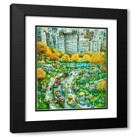 Central Park Sunday Black Modern Wood Framed Art Print with Double Matting by Bell, Bill