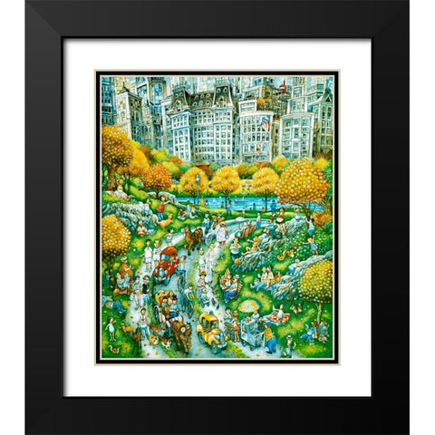 Central Park Sunday Black Modern Wood Framed Art Print with Double Matting by Bell, Bill