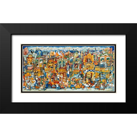 Street Scene  Black Modern Wood Framed Art Print with Double Matting by Bell, Bill