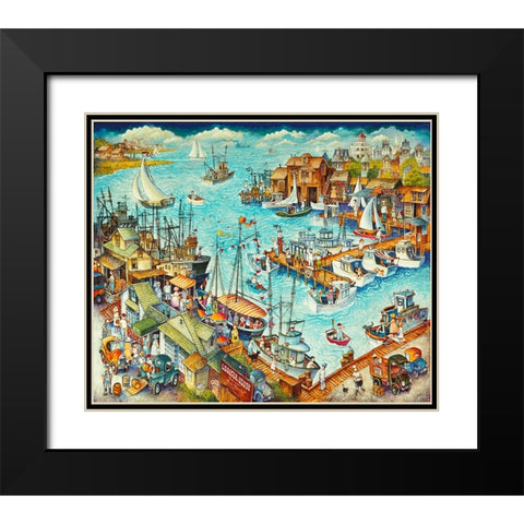 Marina / Cape May Black Modern Wood Framed Art Print with Double Matting by Bell, Bill