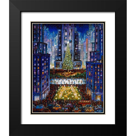 Rockefeller Center 2 Blue Black Modern Wood Framed Art Print with Double Matting by Bell, Bill