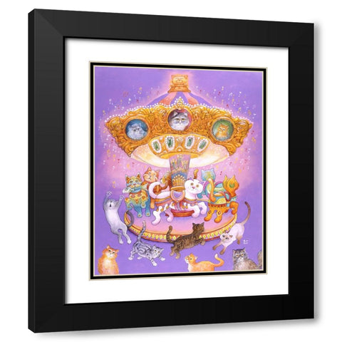 Cat Carousel Black Modern Wood Framed Art Print with Double Matting by Bell, Bill