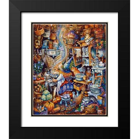 Kitchen Witch 2 Black Modern Wood Framed Art Print with Double Matting by Bell, Bill