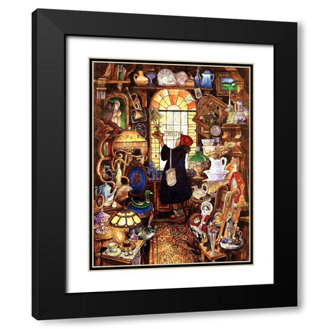 Antique Lady Dark Coat Black Modern Wood Framed Art Print with Double Matting by Bell, Bill