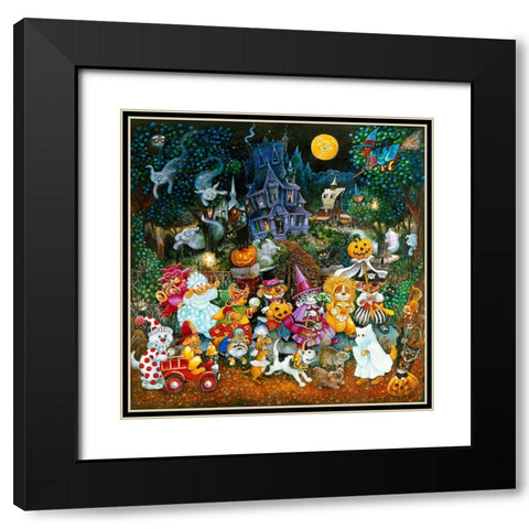 Howl-O-Ween Dogs 2 Black Modern Wood Framed Art Print with Double Matting by Bell, Bill