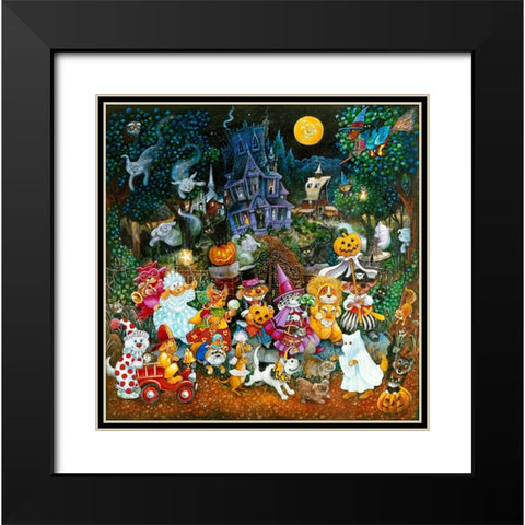 Howl-O-Ween Dogs 2 Black Modern Wood Framed Art Print with Double Matting by Bell, Bill