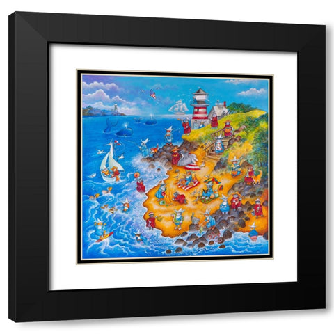 Holy Cats By The Sea Black Modern Wood Framed Art Print with Double Matting by Bell, Bill