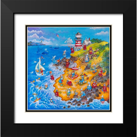 Holy Cats By The Sea Black Modern Wood Framed Art Print with Double Matting by Bell, Bill