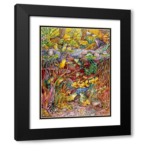 Leap Frog Black Modern Wood Framed Art Print with Double Matting by Bell, Bill