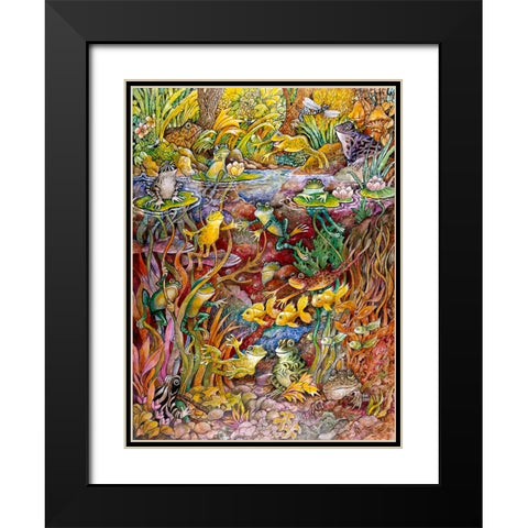 Leap Frog Black Modern Wood Framed Art Print with Double Matting by Bell, Bill