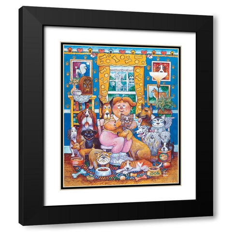 The Lady Who Loves Dogs Black Modern Wood Framed Art Print with Double Matting by Bell, Bill