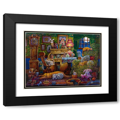 Bedtime Black Modern Wood Framed Art Print with Double Matting by Bell, Bill