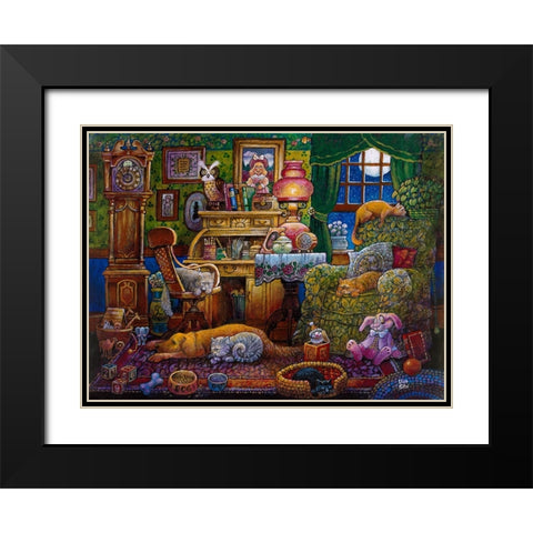 Bedtime Black Modern Wood Framed Art Print with Double Matting by Bell, Bill