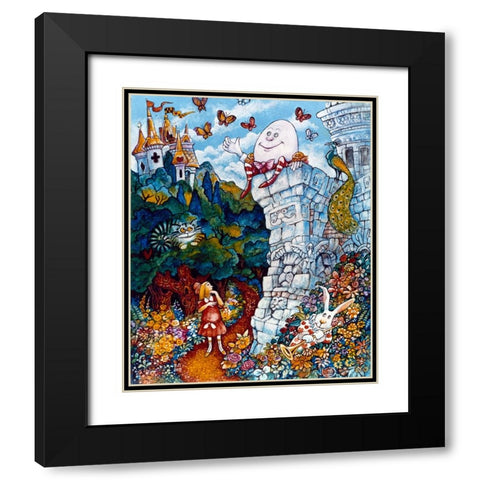 Alice And Humpty Dumpty Black Modern Wood Framed Art Print with Double Matting by Bell, Bill