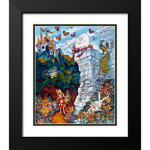 Alice And Humpty Dumpty Black Modern Wood Framed Art Print with Double Matting by Bell, Bill