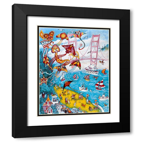 Goldengate Kites Black Modern Wood Framed Art Print with Double Matting by Bell, Bill